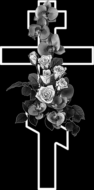 крест с орхидеями - картинки для гравировки